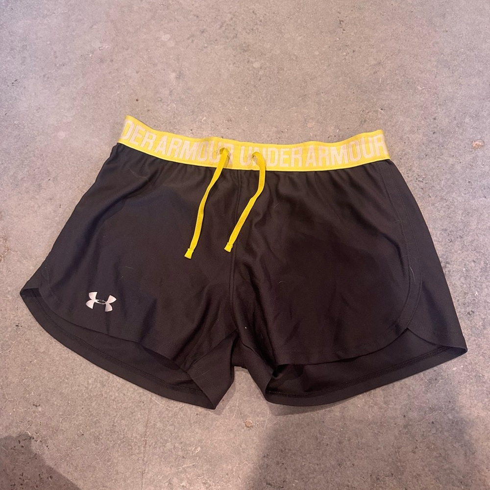 Under Armour Women's Athletic Shorts in Black and Yellow